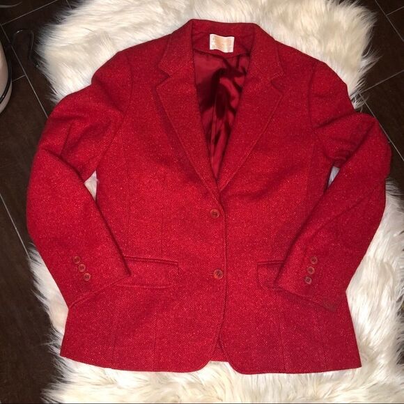 Vintage 1980/90s Pendleton Woolen Mills Red Blazer - Picture 2 of 13
